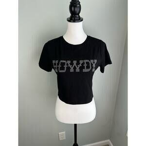 NWT 12th Tribe 'Howdy' Black Crop Baby Tee - Size Medium